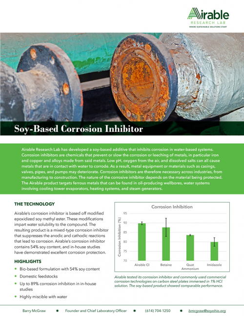 Soy-Based Corrosion Inhibitor for Ferrous Metals