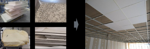 Sustainable gypsum prefabricated from polyurethane foam residue